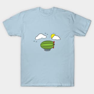 funny green zeppelin flying in the sky T-Shirt
